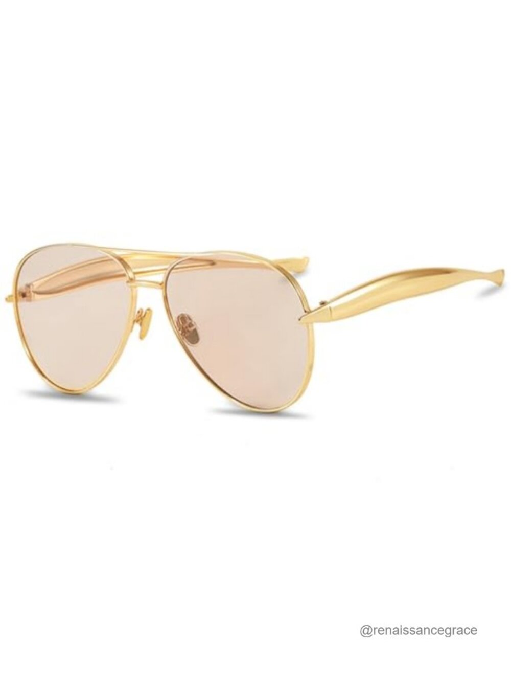 Oversized Vintage Aviator Sunglasses Gold Metal Frame